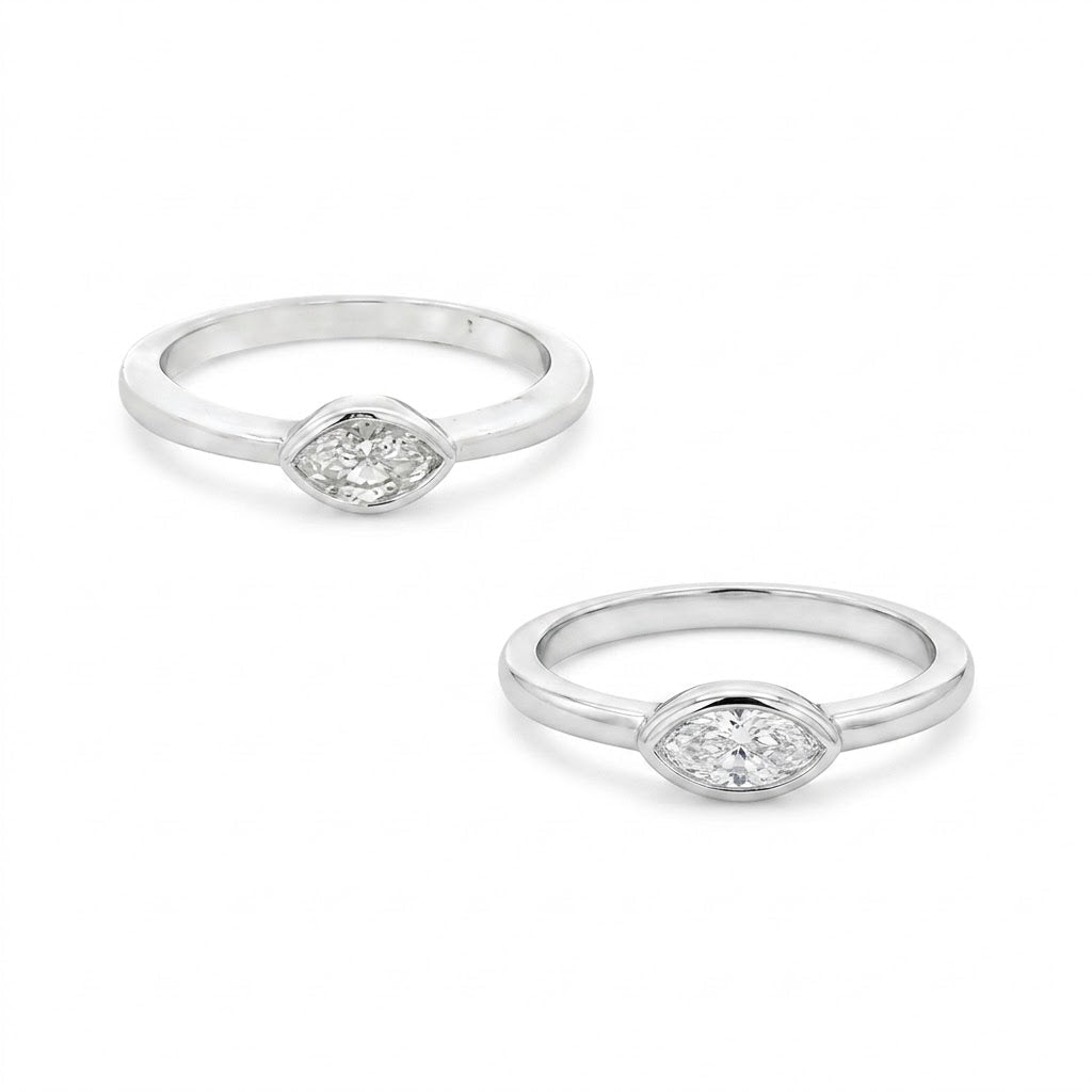 Vardy's Collection Marquise Bezel Set Ring in 14K White Gold (0.31ct)