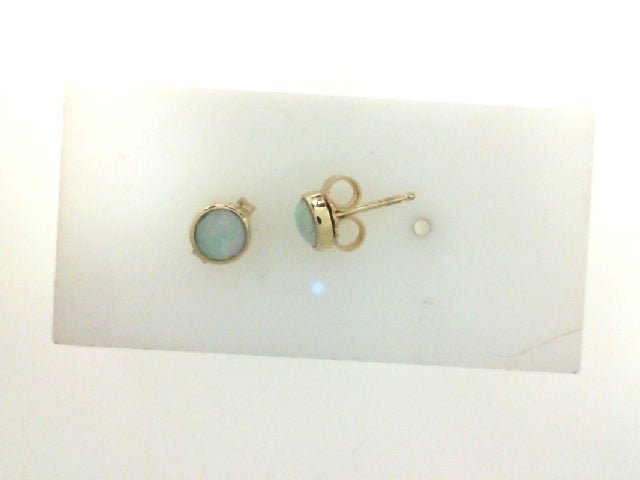 Vardy's Collection Opal Bezel Set Earrings in 14K Yellow Gold