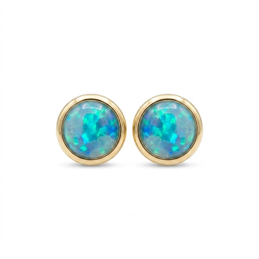 Vardy's Collection Opal Stud Earrings in 14K Yellow Gold