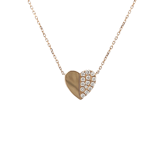 Vardy's Collection Open Link Heart Pendant with Round Diamonds in 14K Yellow Gold (0.27ct)