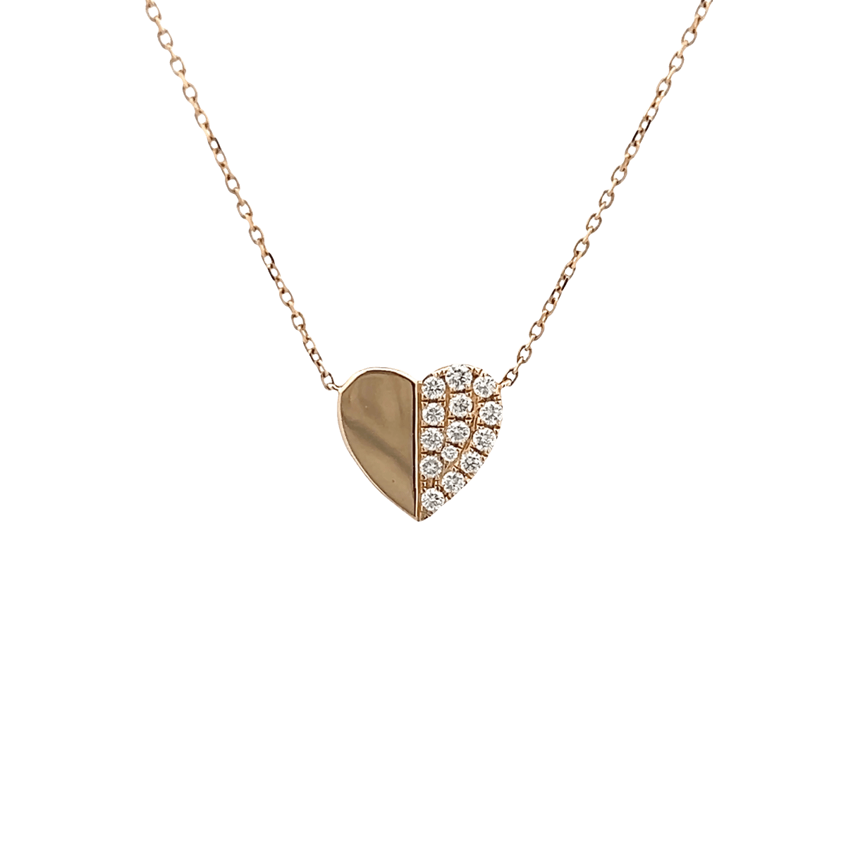 Vardy's Collection Open Link Heart Pendant with Round Diamonds in 14K Yellow Gold (0.27ct)