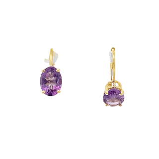 Vardy's Collection Oval Amethyst Drop Earrings in 14K Yellow Gold (4.28ctw)