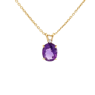 Vardy's Collection Oval Amethyst Pendant Necklace in 14K Yellow Gold (2.45ct)