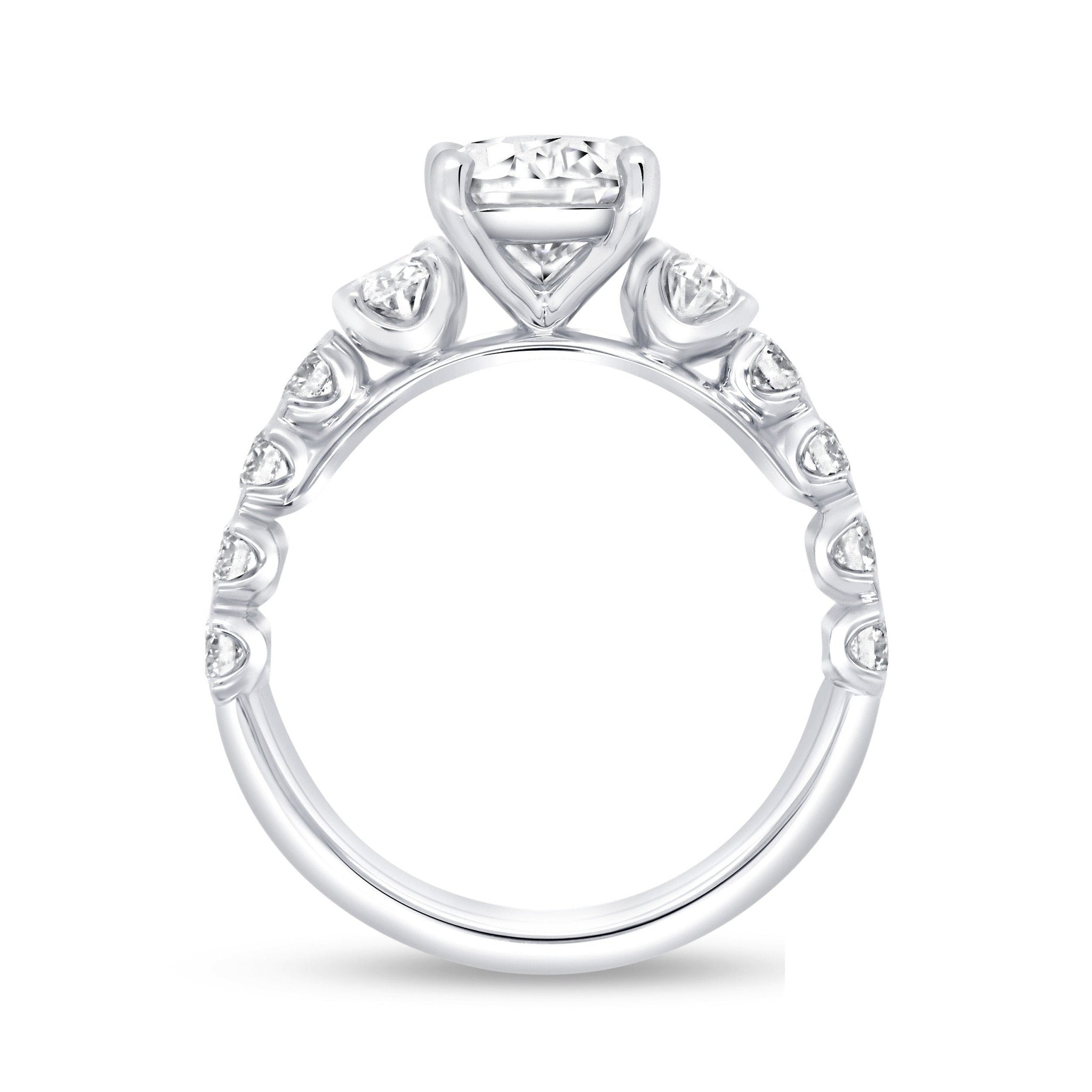 Vardy's Collection Oval and Round Diamond 3 Stone Engagement Ring in 18K White Gold (2.02tcw)