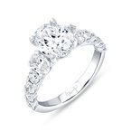 Vardy's Collection Oval and Round Diamond 3 Stone Engagement Ring in 18K White Gold (2.02tcw)