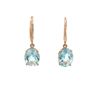 Vardy's Collection Oval Aquamarine Drop Earrings in 14K Yellow Gold (4.28ct)