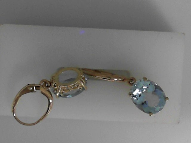 Vardy's Collection Oval Aquamarine Drop Earrings in 14K Yellow Gold (4.28ct)