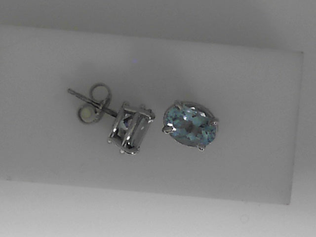 Vardy's Collection Oval Aquamarine Stud Earrings in 14K White Gold (1.14tcw)