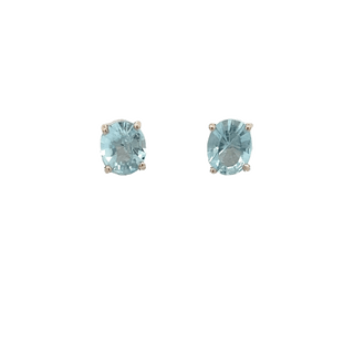 Vardy's Collection Oval Aquamarine Stud Earrings in 14K White Gold (2.83ct)