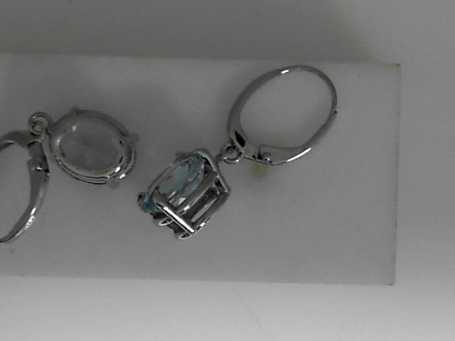 Vardy's Collection Oval Blue Topaz Drop Earrings in 14K White Gold (34.00ctw)