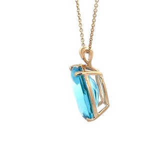 Vardy's Collection Oval Blue Topaz Rabbit Ear Pendant Earrings in 14K Yellow Gold (18.95ct)