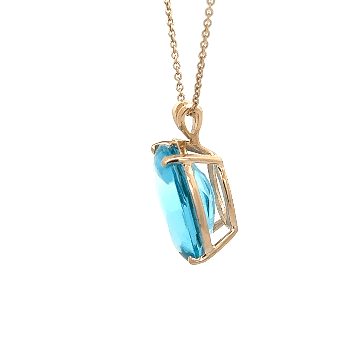 Vardy's Collection Oval Blue Topaz Rabbit Ear Pendant Earrings in 14K Yellow Gold (18.95ct)