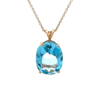 Vardy's Collection Oval Blue Topaz Rabbit Ear Pendant Earrings in 14K Yellow Gold (18.95ct)