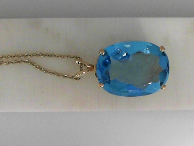 Vardy's Collection Oval Blue Topaz Rabbit Ear Pendant Earrings in 14K Yellow Gold (18.95ct)