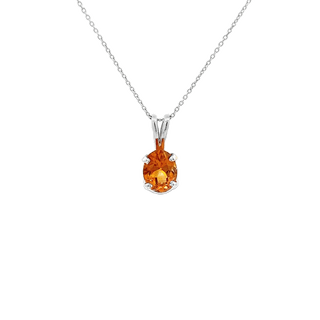 Vardy's Collection Oval Citrine Rabbit Ear Pendant Necklace in 14K White Gold (0.9)