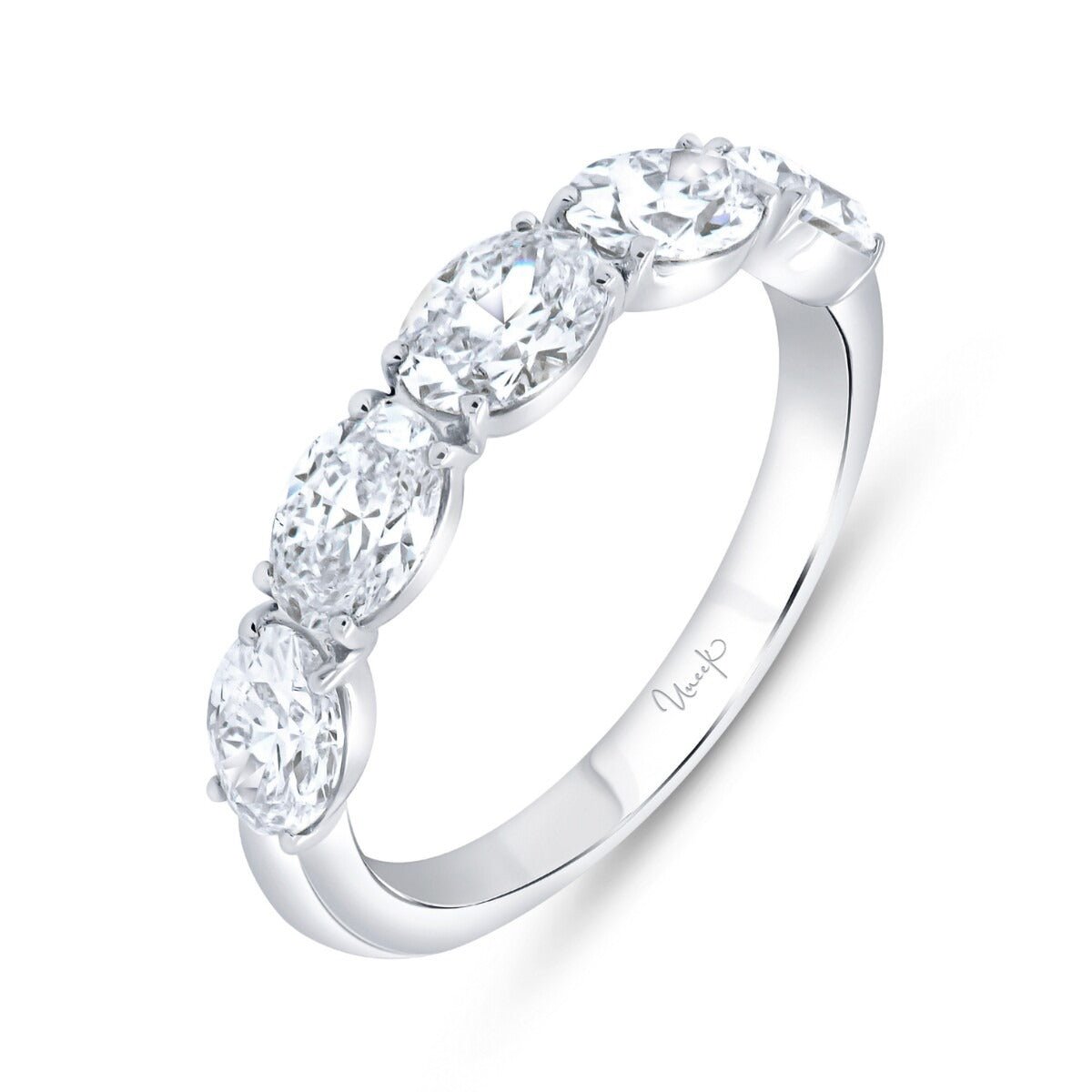 Vardy's Collection Oval Diamond U Set Wedding Band in 18K White Gold (2.00ctw)