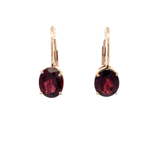 Vardy's Collection Oval Garnet Drop Earrings in 14K Yellow Gold (5.53ct)