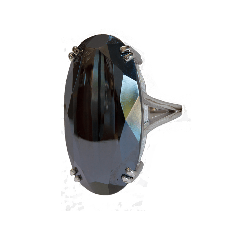 Vardy's Collection Oval Hematite Fashion Ring in 14K White Gold