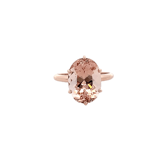 Vardy's Collection Oval Morganite Fashion Ring in 14K Rose Gold (6ct)