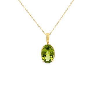 Vardy's Collection Oval Peridot Rabbit Ear Pendant Necklace in 14K Yellow Gold (3.48ct)