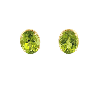 Vardy's Collection Oval Peridot Stud Earrings in 14K Yellow Gold (6.60ct)