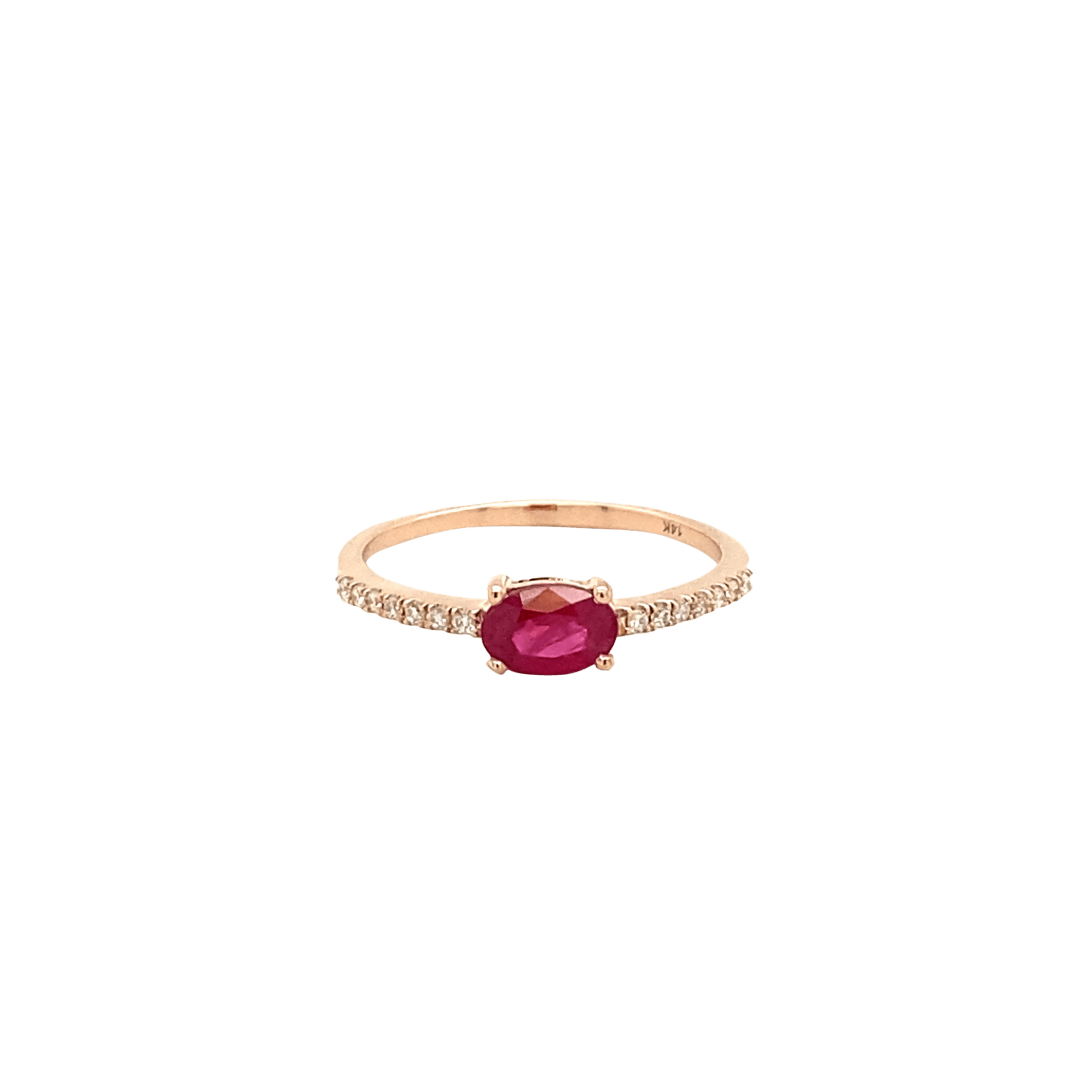 Vardy's Collection Oval Ruby and Round Diamond Fashion Ring in 14K Rose Gold (0.72ct)