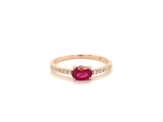 Vardy's Collection Oval Ruby and Round Diamond Fashion Ring in 14K Rose Gold (0.72ct)