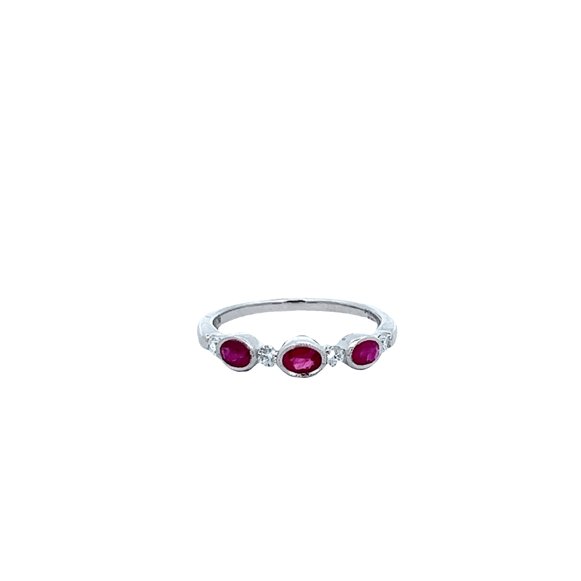 Vardy's Collection Oval Ruby and Round Diamond Fashion Ring in 14K White Gold (3.19ct)