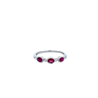 Vardy's Collection Oval Ruby and Round Diamond Fashion Ring in 14K White Gold (3.19ct)