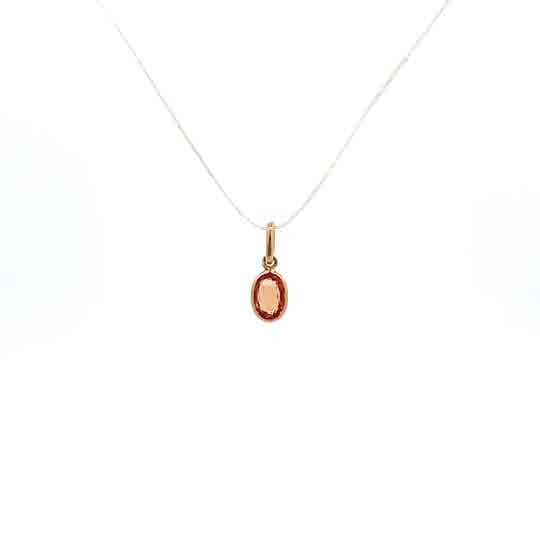 Vardy's Collection Oval Sapphire Drop Pendant Necklace in 18K Yellow Gold