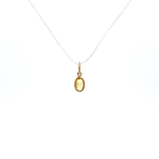 Vardy's Collection Oval Sapphire Drop Pennant Necklace in 18K Yellow Gold