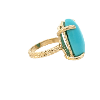Vardy's Collection Oval Turquoise Fashion Ring in 14K Yellow Gold