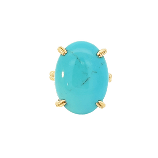 Vardy's Collection Oval Turquoise Fashion Ring in 14K Yellow Gold