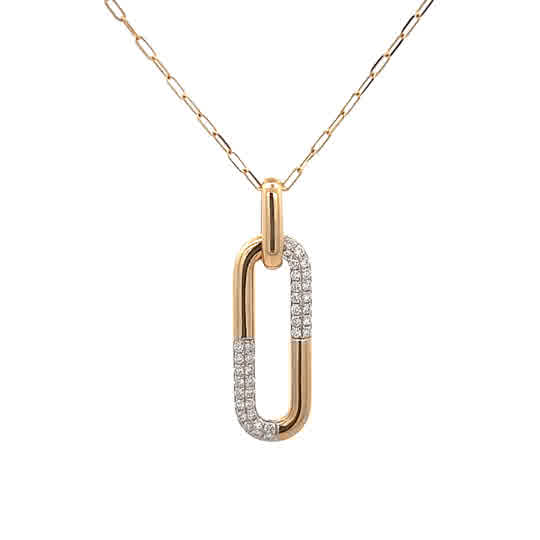 Vardy's Collection Paperclip Pendant in 14K Yellow Gold (0.5ct)