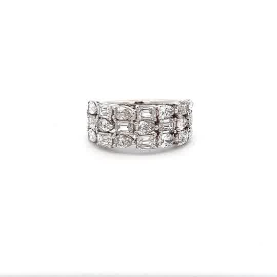 Vardy's Collection Pear and Emerald Cut Diamond Cluster Fashion Ring in 18K White Gold (3.25ct)