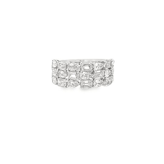 Vardy's Collection Pear and Emerald Cut Diamond Cluster Fashion Ring in 18K White Gold (3.25ct)