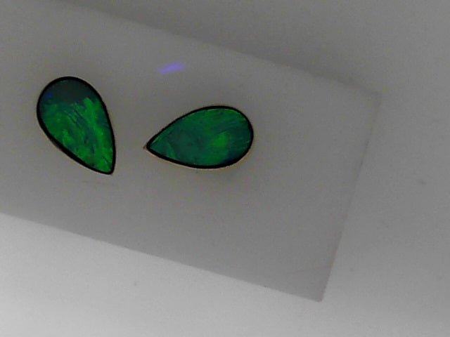 Vardy's Collection Pear Opal Stud Earrings in 14K Yellow Gold