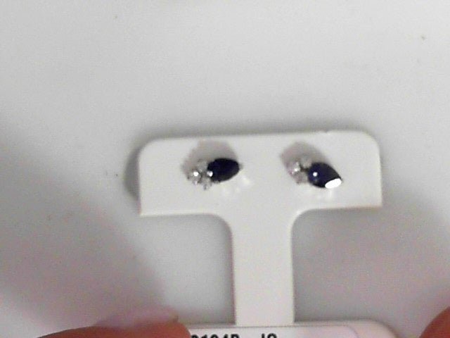 Vardy's Collection Pear Sapphire and Round Diamond Stud Earrings in 18K White Gold (0.4ct)