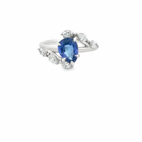 Vardy's Collection Pear Sapphire Fashion Ring in 18K White Gold (1.77ct)