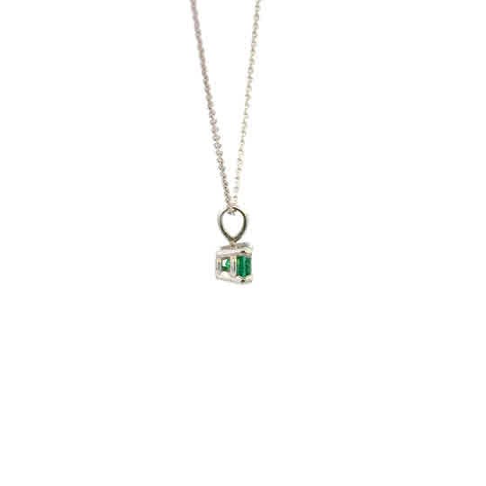 Vardy's Collection Rabbit Ear Pendant Necklace with 0.48ct Round Green Emerald in 14K White Gold