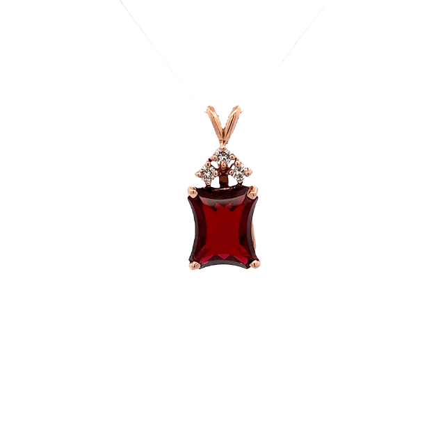 Vardy's Collection Rabbit Ear Pendant with Emerald Garnet and Round Diamonds in 14K Rose Gold (5.90ctw)