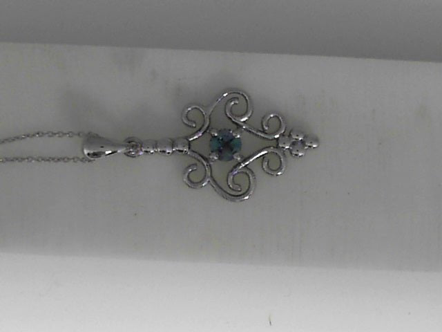 Vardy's Collection Round Alexandrite Cluster Pendant Necklace in 14K White Gold (0.25ct)