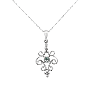 Vardy's Collection Round Alexandrite Cluster Pendant Necklace in 14K White Gold (0.25ct)
