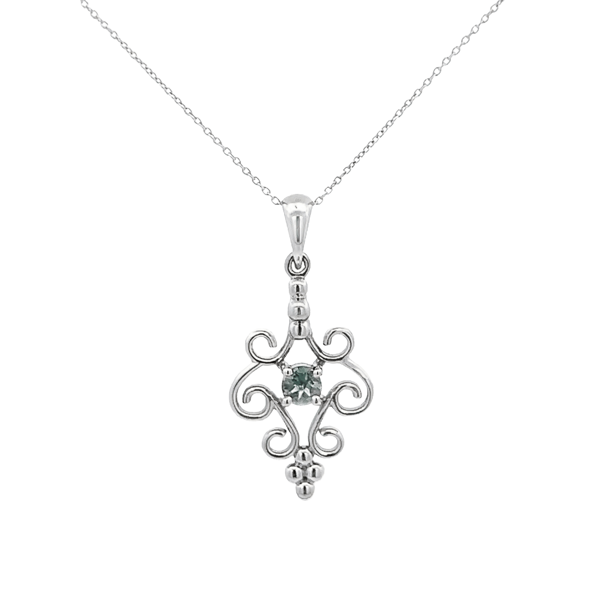 Vardy's Collection Round Alexandrite Cluster Pendant Necklace in 14K White Gold (0.25ct)