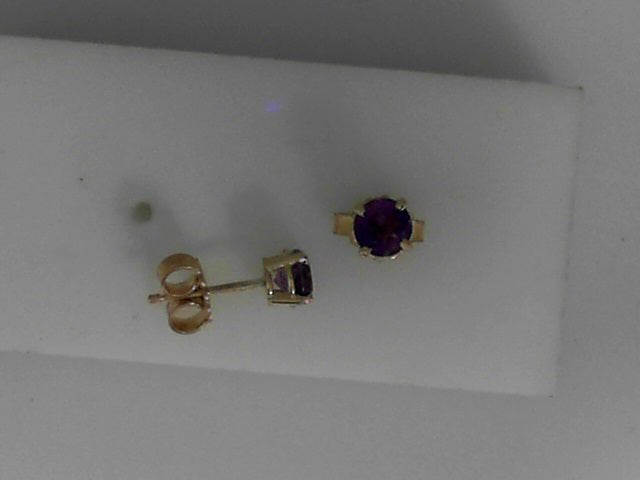 Vardy's Collection Round Amethyst Stud Earrings in 14K Yellow Gold (0.65ctw)