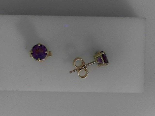 Vardy's Collection Round Amethyst Stud Earrings in 14K Yellow Gold (0.89ct)