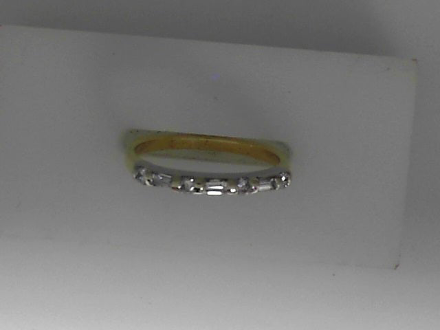 Vardy's Collection Round and Baguette Diamond Two - Tone Wedding Band in 14K Yellow and White Gold (0.44ct)