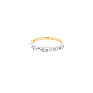 Vardy's Collection Round and Baguette Diamond Two - Tone Wedding Band in 14K Yellow and White Gold (0.44ct)