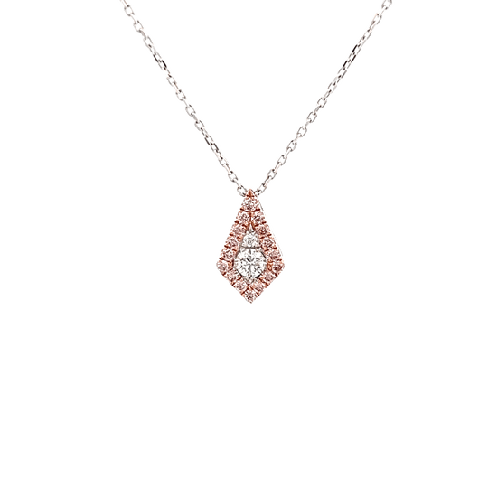 Vardy's Collection Round and Round Pink Diamond Cable Link Drop Pendant Necklace in 14K White and Rose Gold (0.36ct)
