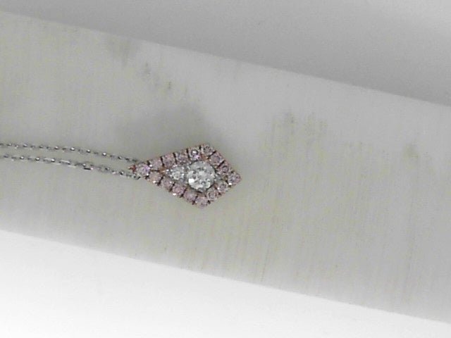 Vardy's Collection Round and Round Pink Diamond Cable Link Drop Pendant Necklace in 14K White and Rose Gold (0.36ct)